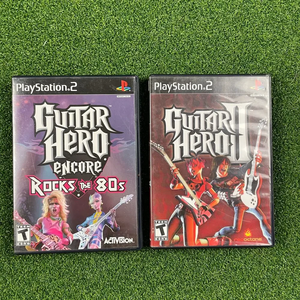 Lot of 2 Sony PlayStation 2 Guitar Hero Encore: Rocks the 80s & Guitar Hero II